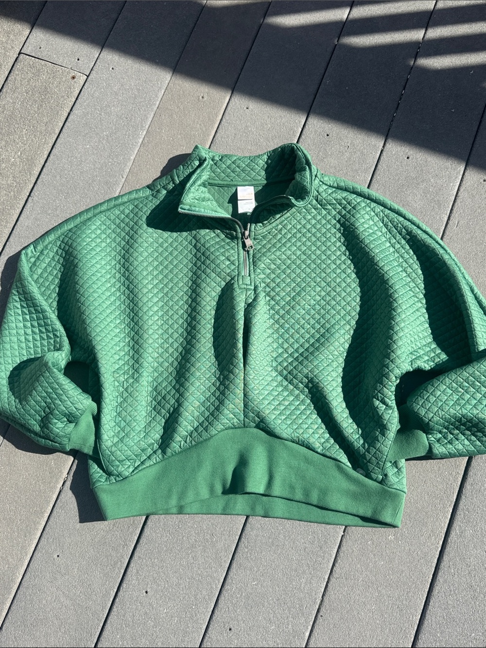 Lole Quilted Pullover Half Zip Kelly Green Size M - Picture 2 of 9